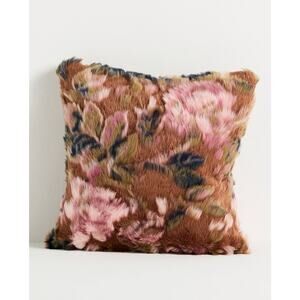 Anthropologie Seren Floral Jacquard Faux Fur Pillow
